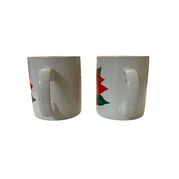 Vintage Enesco Christmas Poinsettia Holly Leaf Mug Coffee Tea 9 Piece Set - Picture 3 of 10
